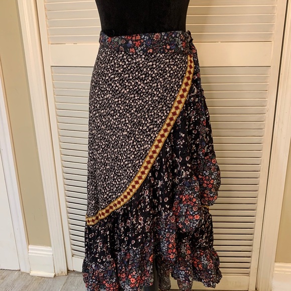 Free People Black and Red High Low Skirt - Picture 1 of 11